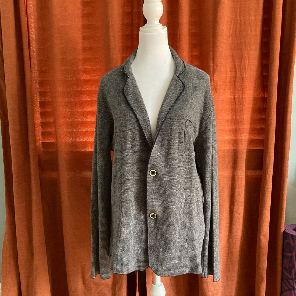 Gray Lightweight Cotton Knit shirt jacket